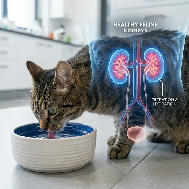 Cat kidney disease medical illustration