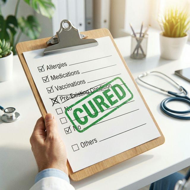 Checklist showing cured condition