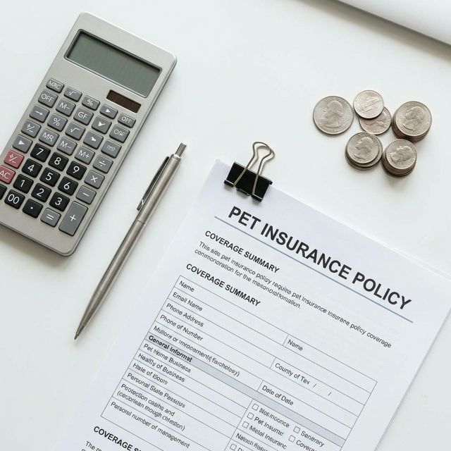 Calculator and pet insurance policy documents