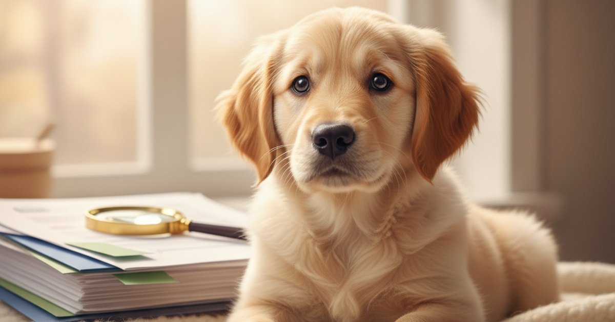 Worried dog owner sitting on the floor of a veterinary clinic with a sick golden retriever