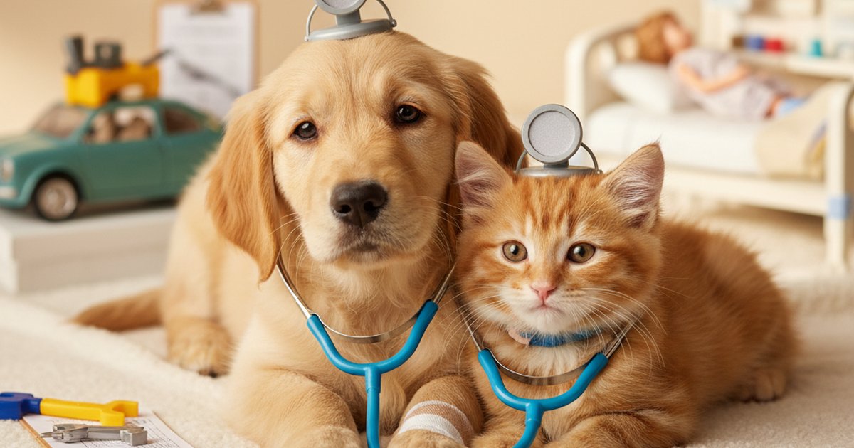 A stressed pet owner looking at a vet bill at the reception desk