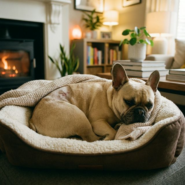 French Bulldog recovering from IVDD surgery