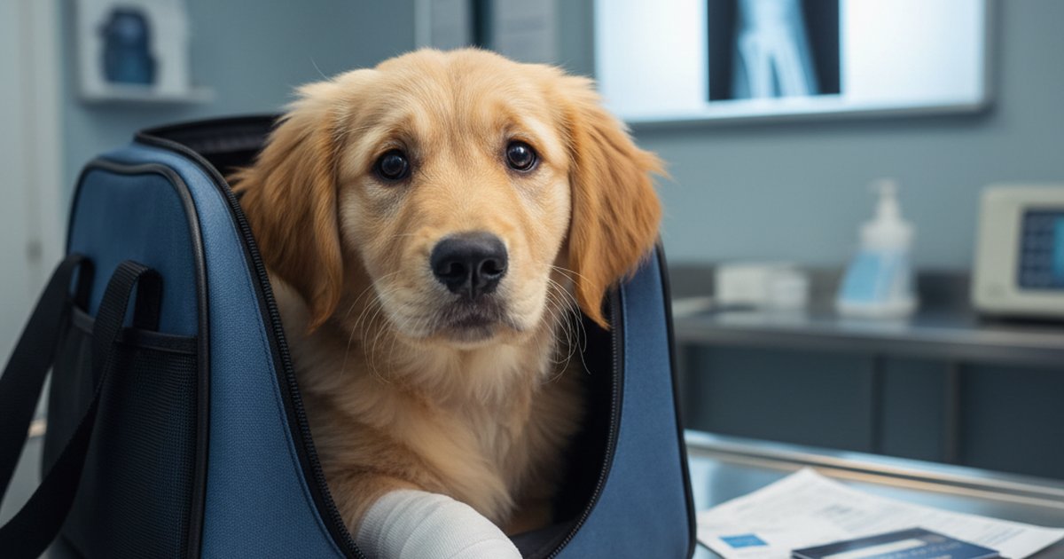A stressed pet owner looking at a vet bill in an examination room