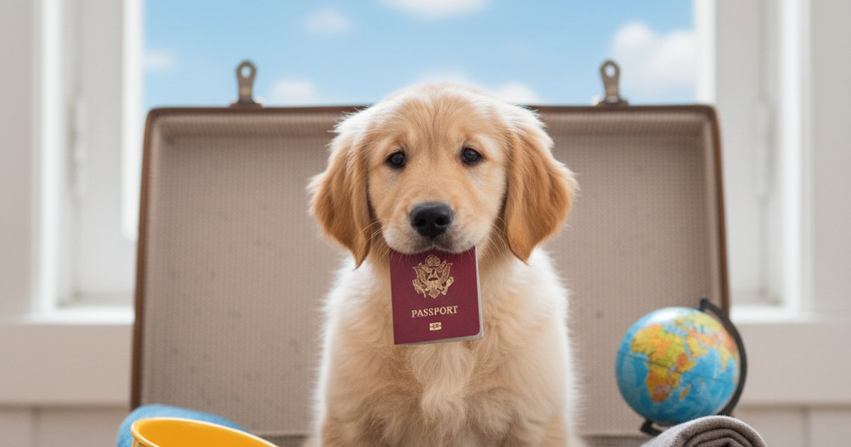 A golden retriever wearing sunglasses looks out the window of a car, ready for a road trip.